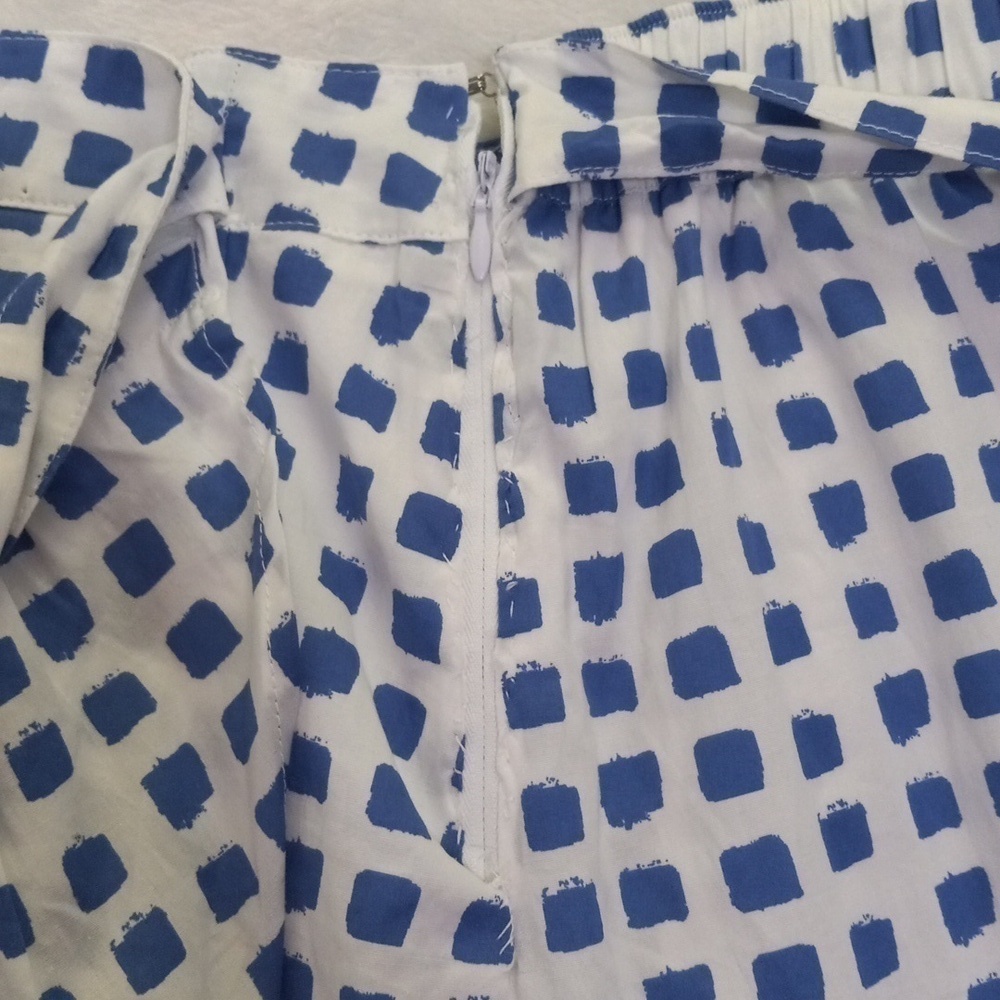 Vineyard Vines Painterly Grid Blue White Faux Wrap Ruffle Mini Skirt - Picture 10 of 15
